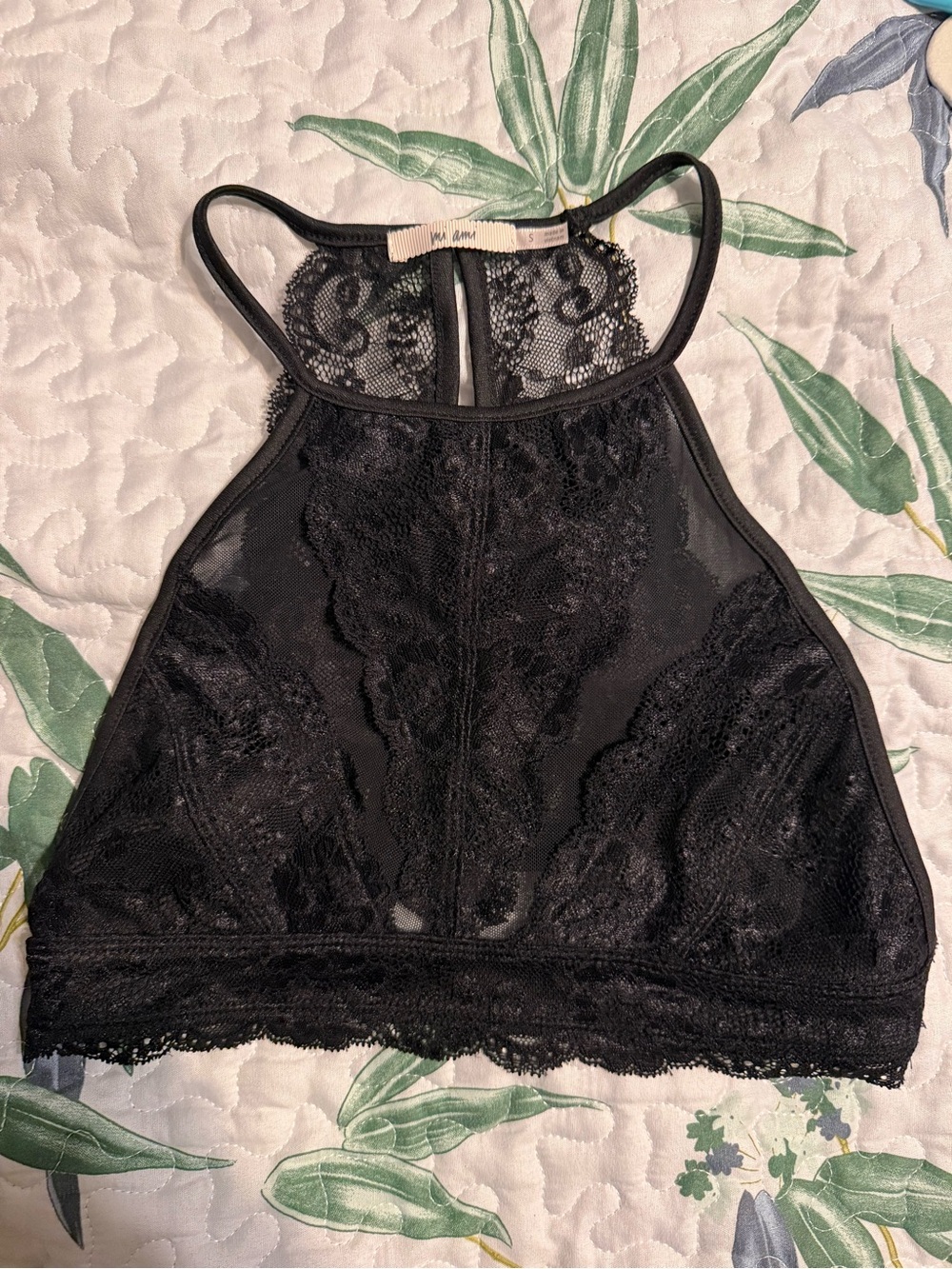 Francesca's Collections Black Lace High-Neck Bralette